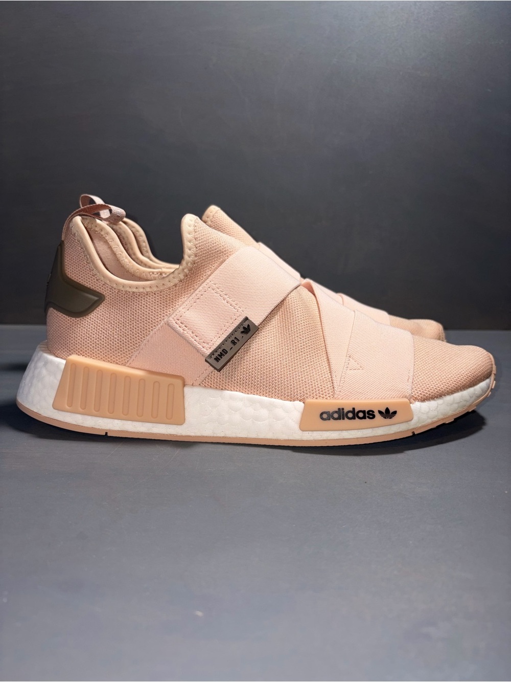 Brand New Adidas Blush Pink Slip-On NMD Sneakers with Peach Accents Sz 10.5W